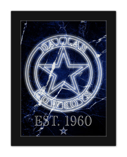 Dallas Cowboys Neon Circle Logo Framed - 12