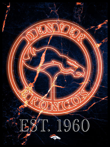 Denver Broncos Neon Circle Logo Framed - 12