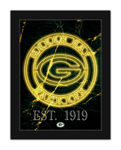 Green Bay Packers Neon Circle Logo Framed - 12"x16"