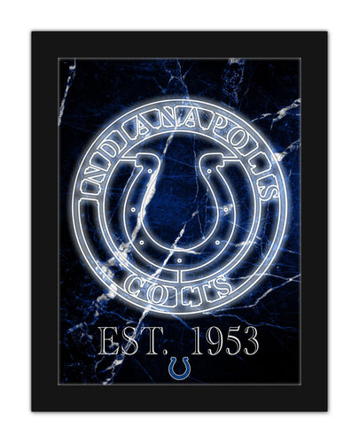 Indianapolis Colts Neon Circle Logo Framed - 12