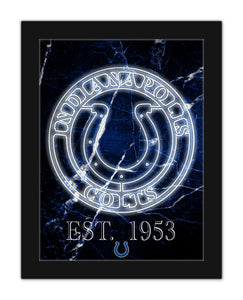 Indianapolis Colts Neon Circle Logo Framed - 12"x16"