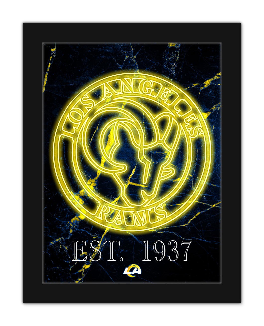 Los Angeles Rams Neon Circle Logo Framed - 12