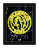 Los Angeles Rams Neon Circle Logo Framed - 12"x16"