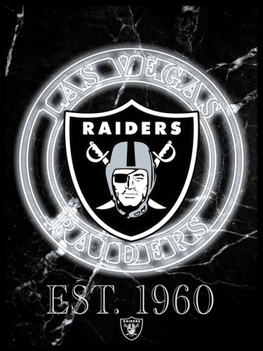 Las Vegas Raiders Neon Circle Logo Framed - 12