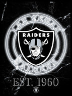 Las Vegas Raiders Neon Circle Logo Framed - 12"x16"