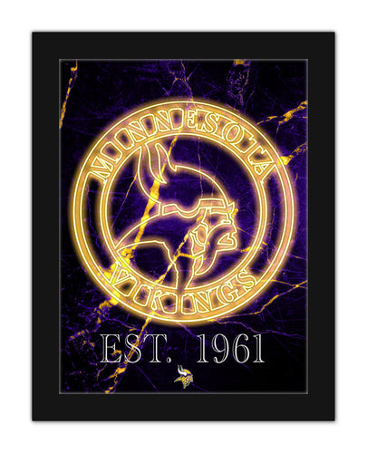 Minnesota Vikings Neon Circle Logo Framed - 12