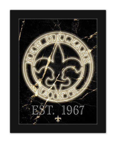 New Orleans Saints Neon Circle Logo Framed - 12