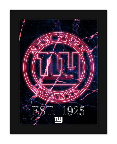 New York Giants Neon Circle Logo Framed - 12