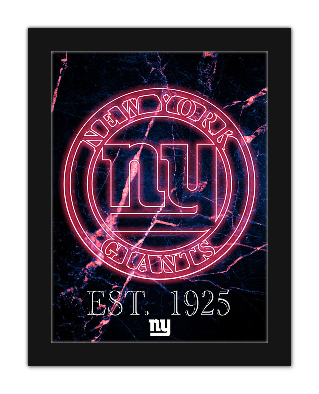 New York Giants Neon Circle Logo Framed - 12