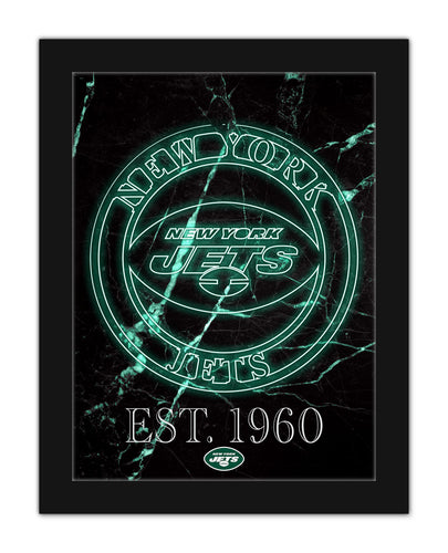 New York Jets Neon Circle Logo Framed - 12