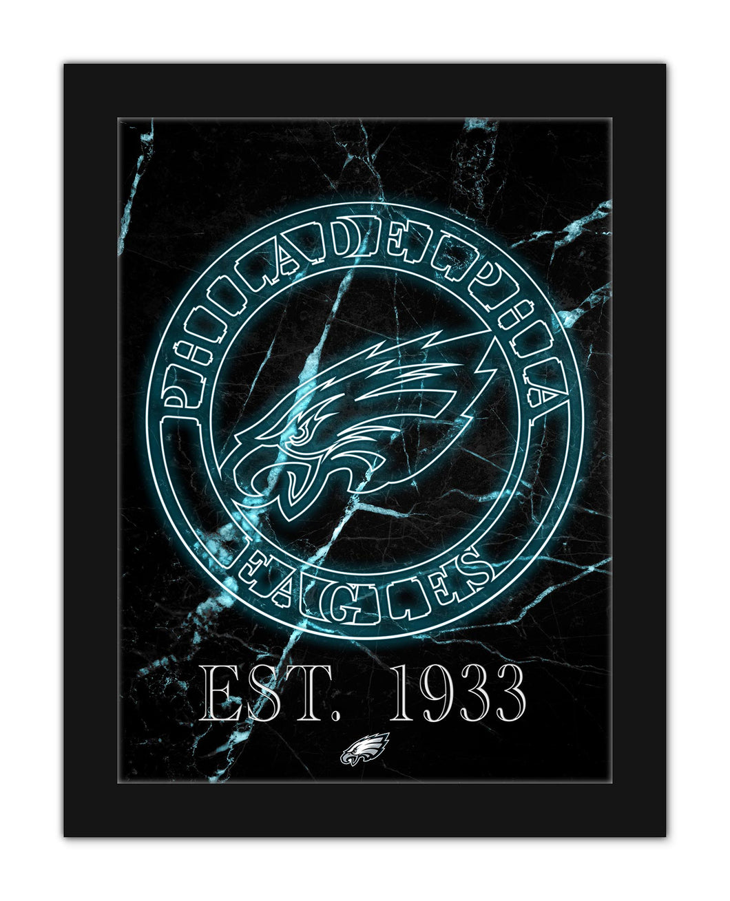 Philadelphia Eagles Neon Circle Logo Framed - 12