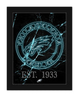 Philadelphia Eagles Neon Circle Logo Framed - 12"x16"