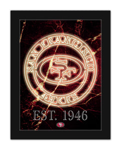 San Francisco 49ers Neon Circle Logo Framed - 12"x16"