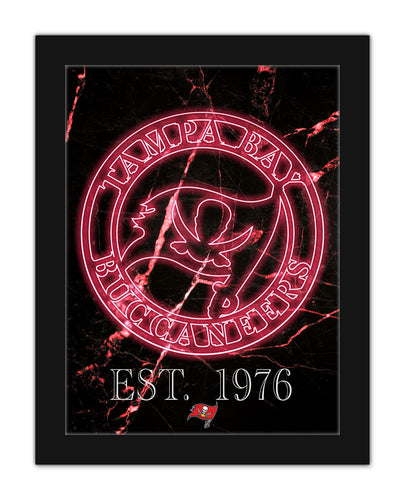 Tampa Bay Buccaneers Neon Circle Logo Framed - 12