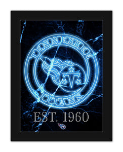 Tennessee Titans Neon Circle Logo Framed - 12"x16"