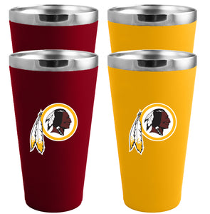Washington Redskins 4-Pack Matte Color Stainless Steel Pint Glass Set
