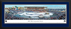 Framed, double blue-matted panorama 2017 Centennial Classic Maple Leafs vs. Red Wings - Sports Fanz