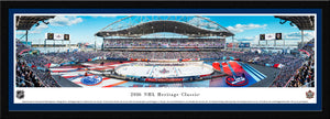 NHL fan gear black framed blue matte panorama 2016 Heritage Classic Oilers vs. Jets - Sports Fanz