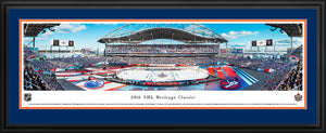 NHL fan gear black framed double blue matte panorama 2016 Heritage Classic Oilers vs. Jets - Sports Fanz
