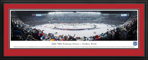 Framed double red matte panorama 2014 Stadium Series Blackhawks vs. Penguins - Sports Fanz