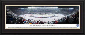 Framed double black matte panorama 2014 Stadium Series Blackhawks vs. Penguins - Sports Fanz