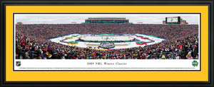 Framed, double yellow-matted panorama 2019 NHL Winter Classic Bruins vs. Blackhawks - Sports Fanz