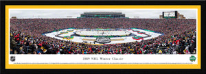 NHL fan gear framed, yellow-matted panorama 2019 Winter Classic Bruins vs. Blackhawks - Sports Fanz