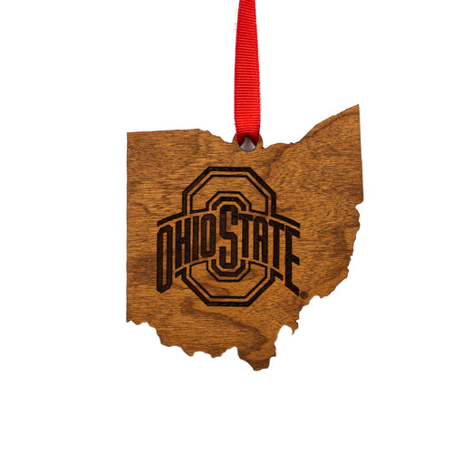 Ohio State Buckeyes Wood Ornament - State Map
