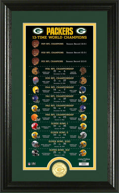 Green Bay Packers 13-Time World Champions Legacy Bronze Coin Photo Mint