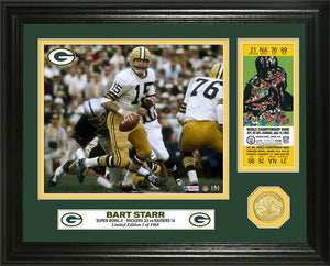 Bart Starr Green Bay Packers Super Bowl 2 Champion Ticket Bronze Coin Photo Mint