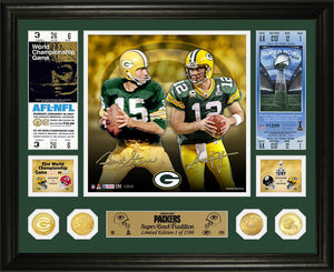 Bart Starr & Aaron Rodgers Green Bay Packers Super Bowl Traditions Bronze Coin Photo Mint