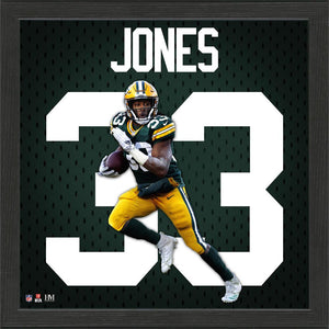 Aaron Jones Green Bay Packers Impact Jersey Framed Photo