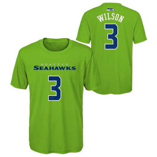 Russell Wilson #3 Green Youth Name & Number Jersey Shirt