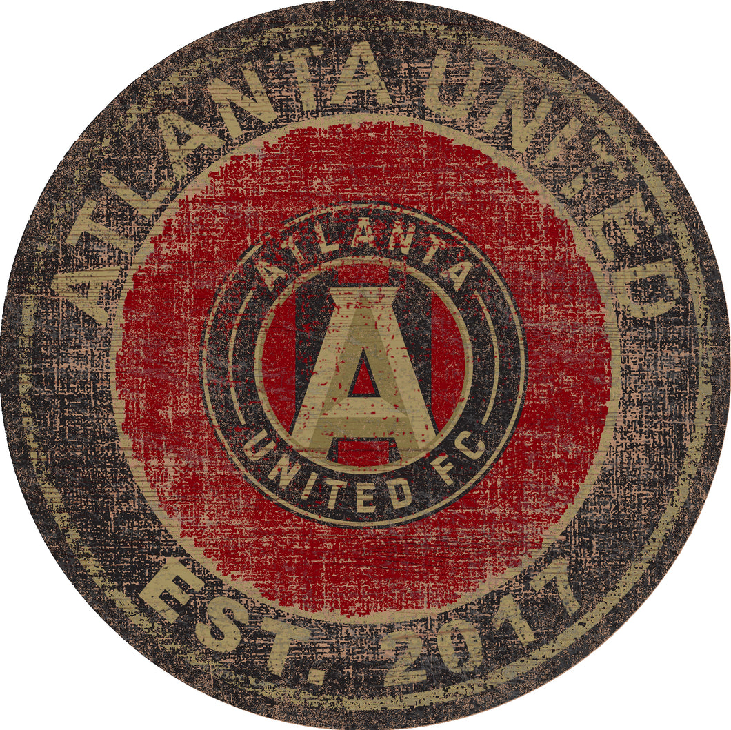 Atlanta United Heritage Logo Round Wood Sign - 24