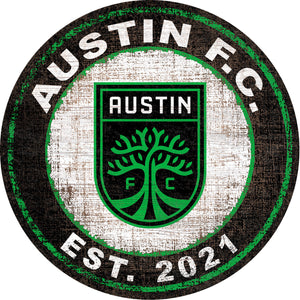 Austin FC 24" Heritage Logo Round Wood Sign - 24"
