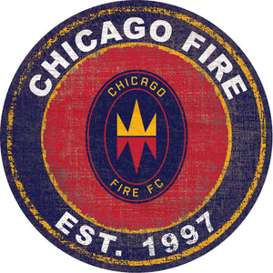 Chicago Fire Heritage Logo Round Sign Wood Sign - 24"