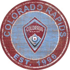 Colorado Rapids Heritage Logo Round Wood Sign - 24"
