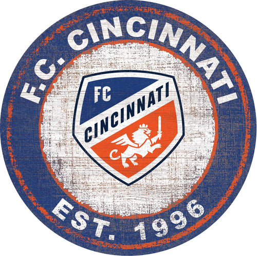 FC Cincinnati Heritage Logo Round Wood Sign - 24