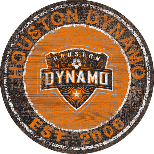 Houston Dynamo Heritage Logo Round Wood Sign - 24