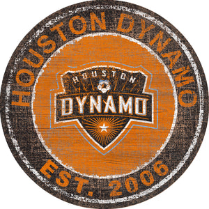 Houston Dynamo Heritage Logo Round Wood Sign - 24"