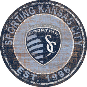 Sporting Kansas City Heritage Logo Round Wood Sign - 24"