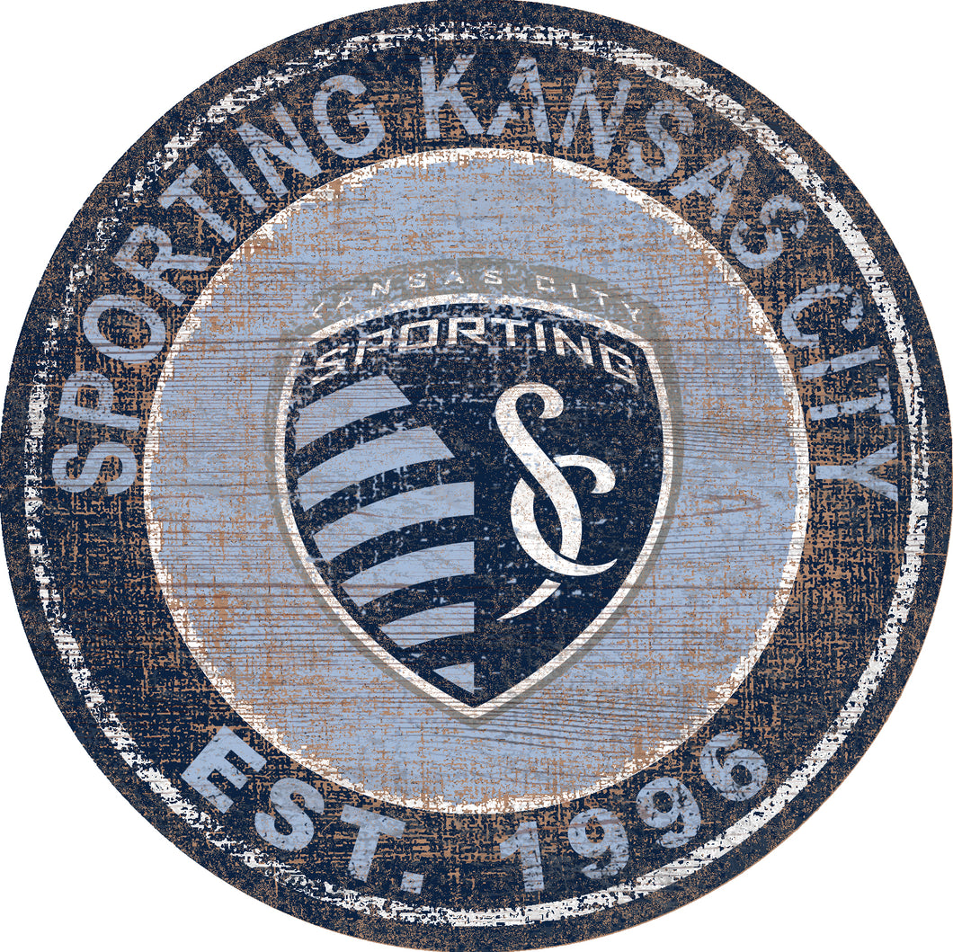 Sporting Kansas City Heritage Logo Round Wood Sign - 24