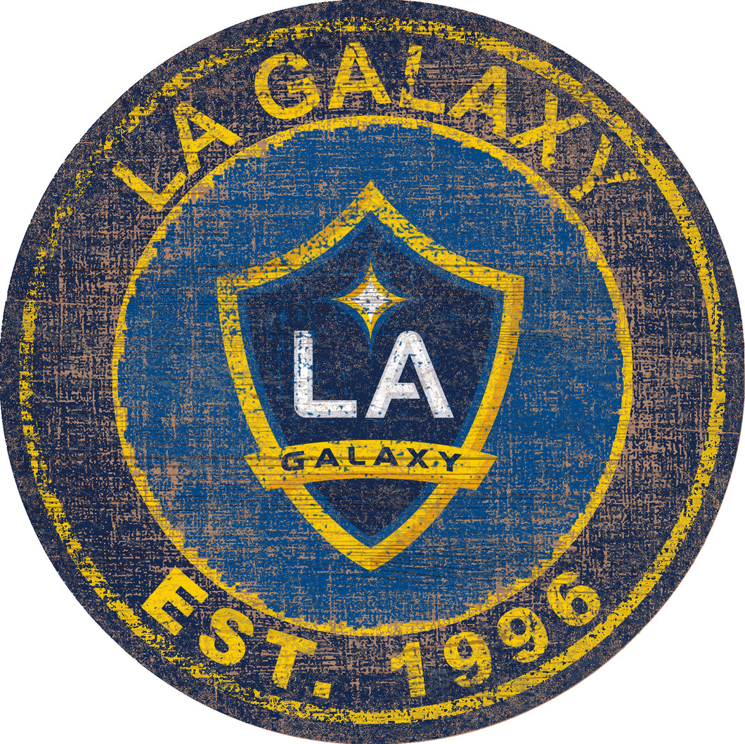 LA Galaxy Heritage Logo Round Wood Sign - 24