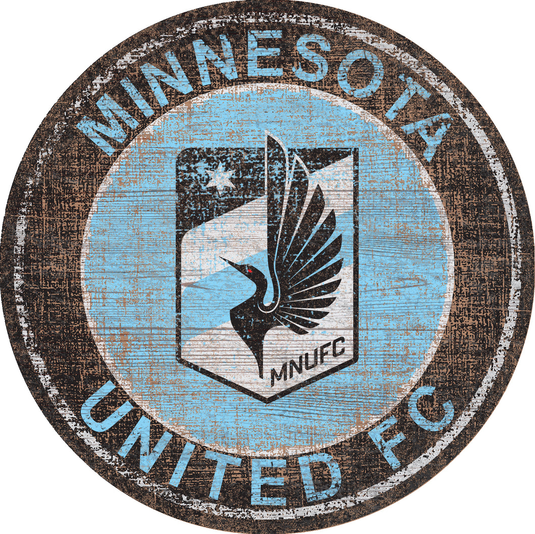 Minnesota United Heritage Logo Round Wood Sign - 24