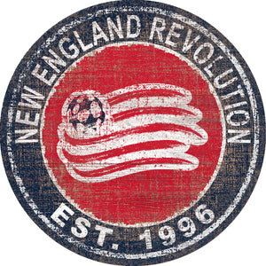 New England Revolution Heritage Logo Round Wood Sign - 24"