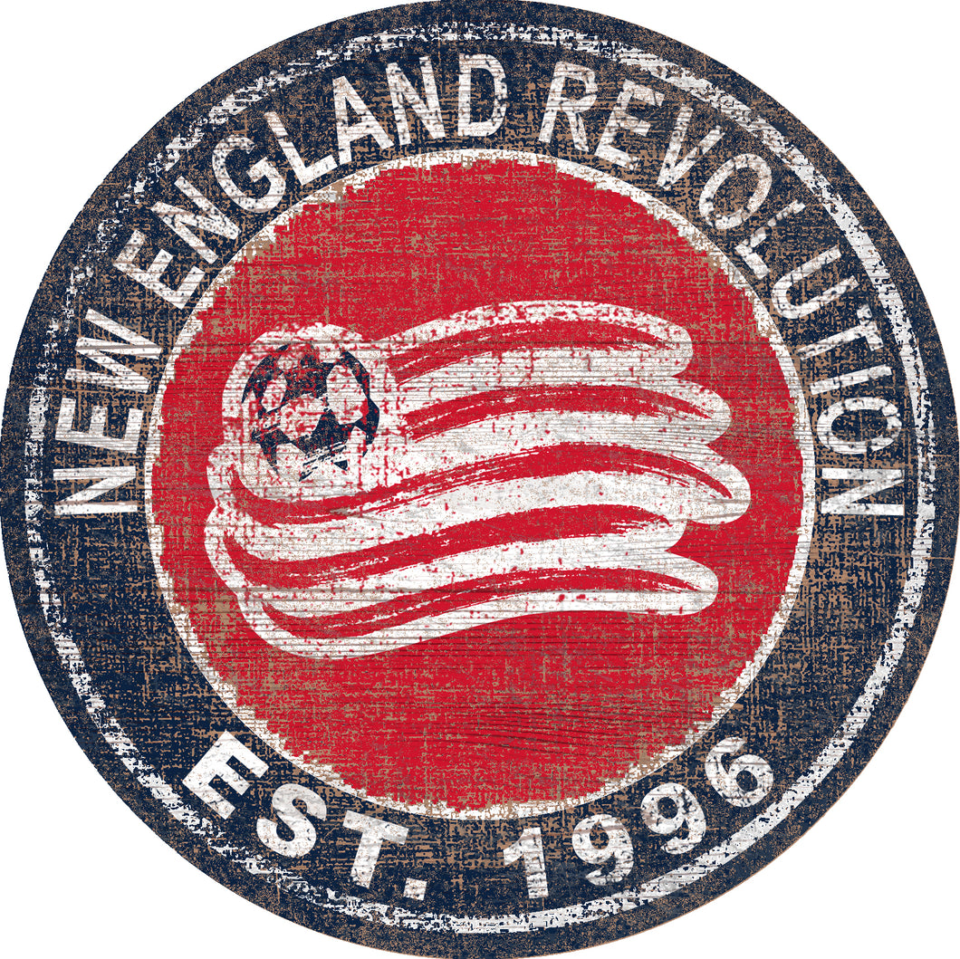 New England Revolution Heritage Logo Round Wood Sign - 24