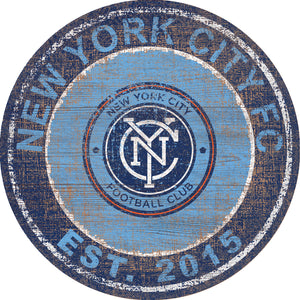 New York City FC Heritage Logo Round Wood Sign - 24"