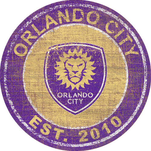 Orlando City Heritage Logo Round Wood Sign - 24