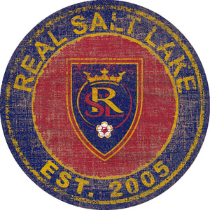 Real Salt Lake Heritage Logo Round Wood Sign - 24"