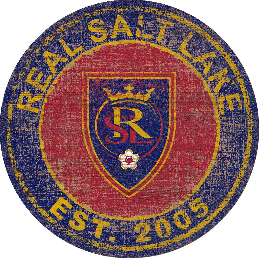 Real Salt Lake Heritage Logo Round Wood Sign - 24